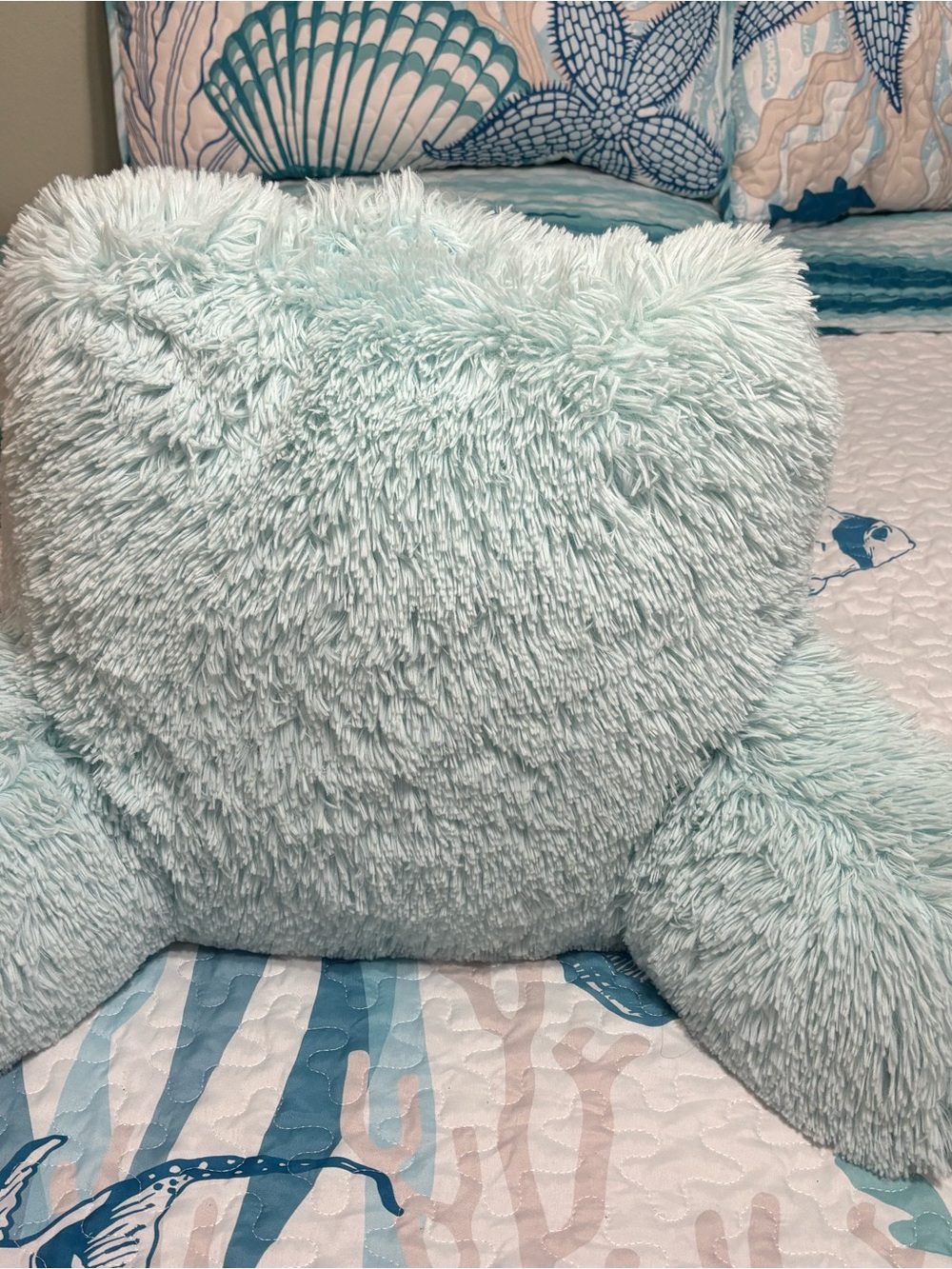 Plush Shag Throw Pillow - Light Aqua